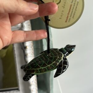 Artisan Made Wooden Turtle Ornament NWT